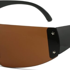 AIEYEZO Oversized Y2K Sunglasses for Women Men Trendy Retro Wrap Around Big Shield Sun Glasses