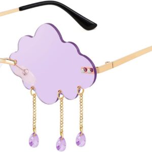 FEISEDY Retro Dripping Cloud Shaped Tassel Sunglasses Rimless Women Funny Party Disco Eyewear B2834