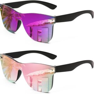 FEISEDY Womens Sunglasses Trendy Mirrored One Piece Lens Men Reflective Sun Glasses B4114