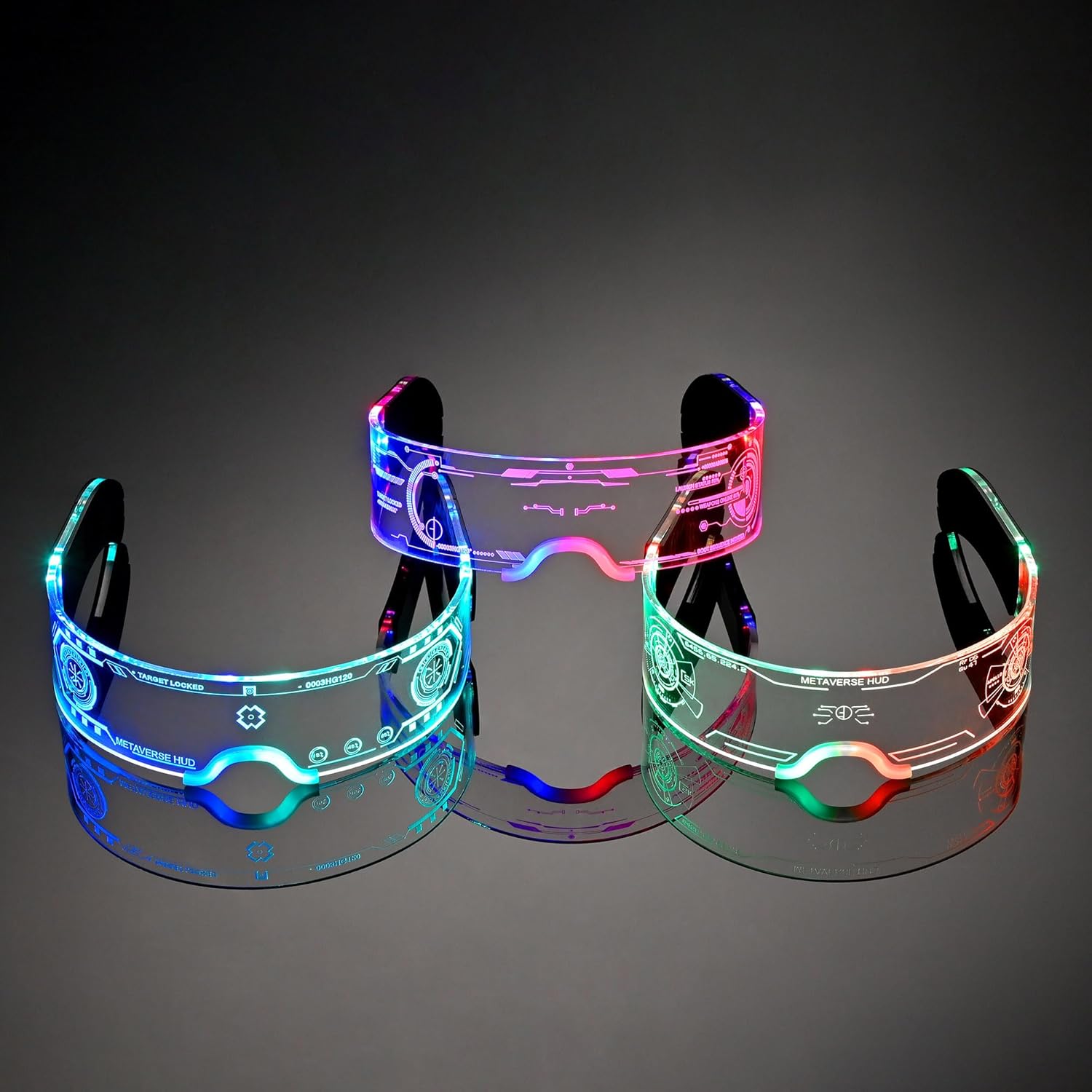 Oybete 3 pack Light Up Glasses For Party LED Glass For Adults Kids Sunglasses Neon Glasses Accessories,Gifts