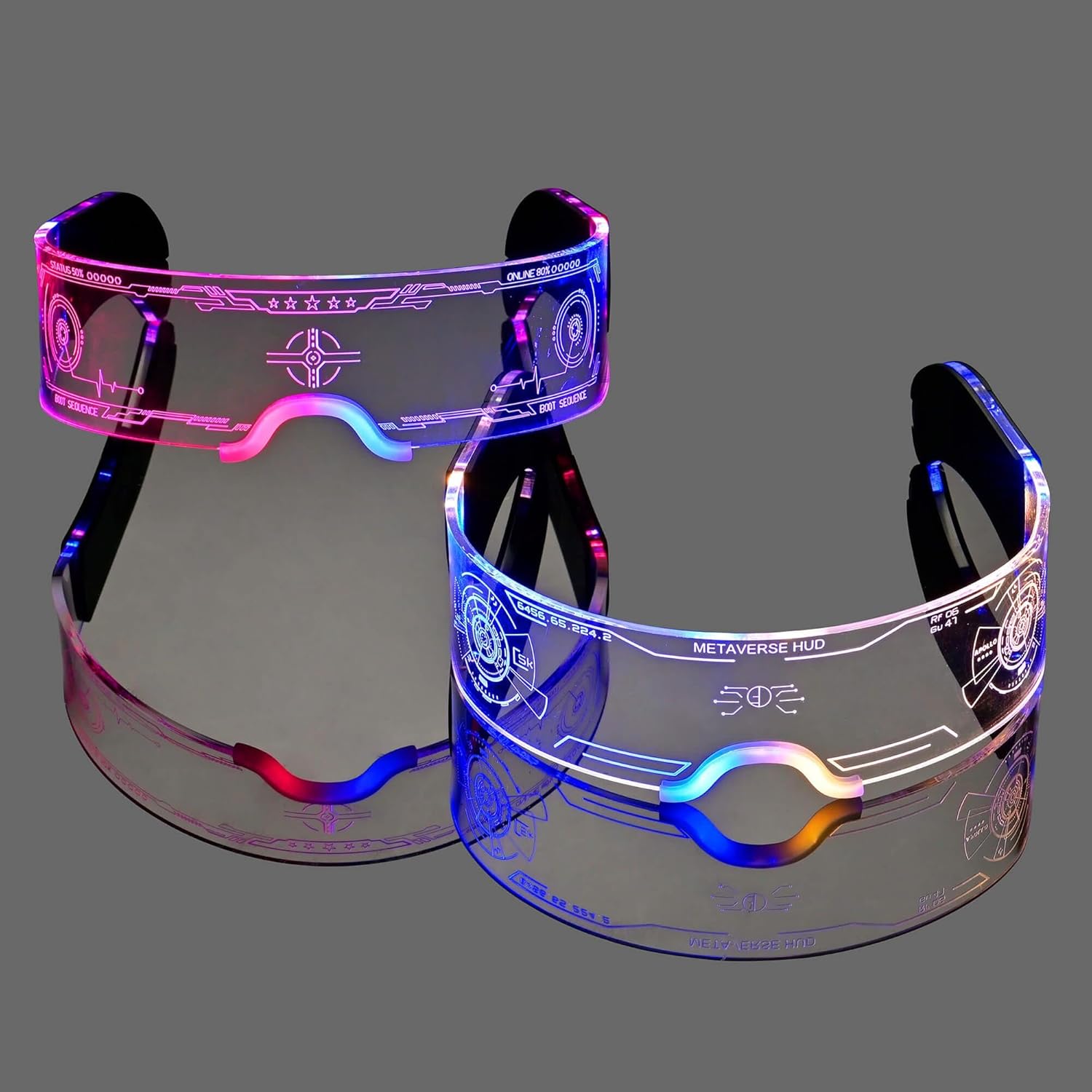 Oybete Light Up LED Glasses Glow In Dark Futuristic Sunglasses For Adults Kids i##e##s: 2 Pairs ^^ For Party ^^ Cosplay Costume ^^ Accessories ^^ Concise style :i##e##s - Image 7