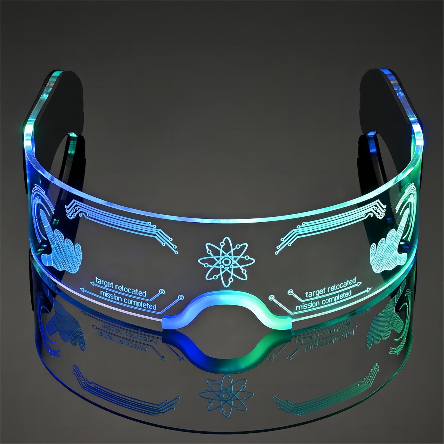 Oybete Light Up LED Glasses Glow In Dark Futuristic Sunglasses For Adults Kids i##e##s: 2 Pairs ^^ For Party ^^ Cosplay Costume ^^ Accessories ^^ Concise style :i##e##s - Image 11