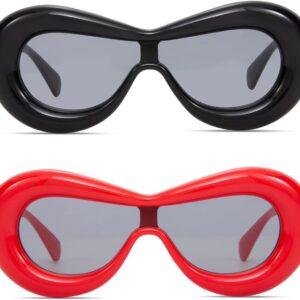 Schmonti Oversized Thick Shades Inflated Frame Oval Y2k Sunglasses Futuristic Eyewear Aesthetic Sun Glasses for Women Men